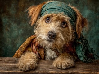 Adorable Terrier Dog Dressed as a Pirate for International Talk Like a Pirate Day, Cute Puppy Costume