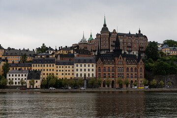 Stockholm building skyline view from the waterfront.