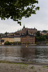 Stockholm city view from Gamla Stan waterfront.