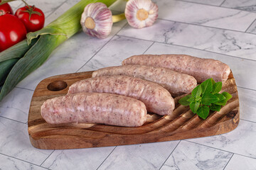 Raw pork sausages for grill