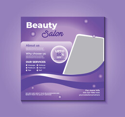 Elegant and modern social media post template for beauty salons. Perfect for promoting services, offers, and events with a stylish design, this template is fully editable for Instagram and Facebook.