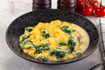 Omelette with spinach for breakfast