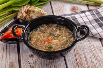 Asian soup with crab and prawn