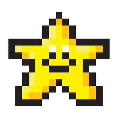 Illustration of pixel art stars on a white background