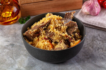 Traditional couscous with lamb and vegetables