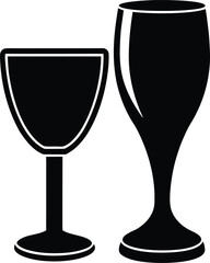 set of wine glasses on transparent background 