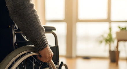 Person in wheelchair looking out window hope life ability challenge wheelchair user disability support inclusion independence freedom mobility access assistance care home elderly senior