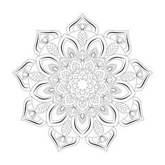 
Flower Mandala Coloring Page - Intricate Flower Mandala Design for Adult Coloring - Detailed Flower Mandala Pattern with Geometric Petals and Ornate Elements