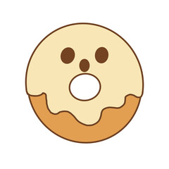 Ghost Donut with White Glaze – Cute Halloween Illustration