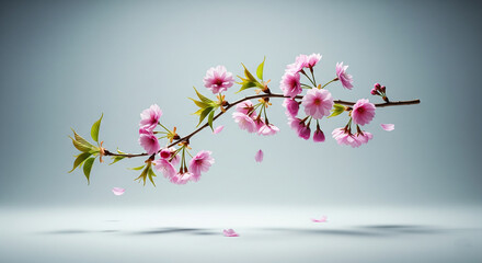 Delicate pink cherry blossoms floating in soft light