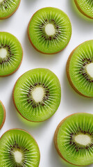 Fototapeta premium Kiwi slice green fruit fresh kiwi tropical fruit healthy food juicy kiwi fruit slice close up natural texture vitamin rich