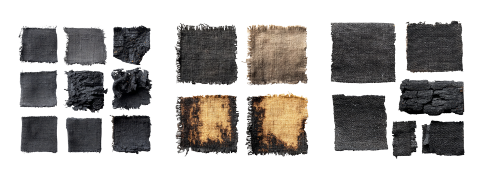 Collection of Textured Black and Brown Fabrics for Creative Projects
