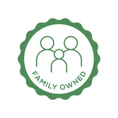 Family Owned Business Badge in Minimal Green Circular Seal with People Icon Outline