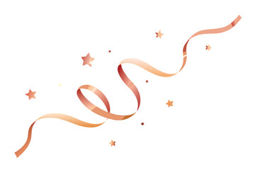 Elegant rose gold ribbon and star confetti celebration design isolated for festive events and anniversary or birthday backgrounds