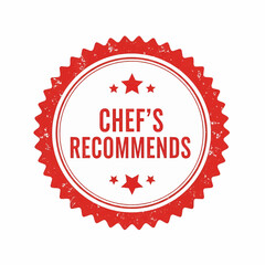 Chef's Recommends red stamp grunge vector illustration