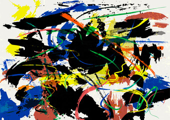 abstract background composition, illustration with paint strokes and splashes, grungy