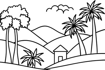  Sunrise with Star Coloring Page - Printable Sky and Landscape Scene