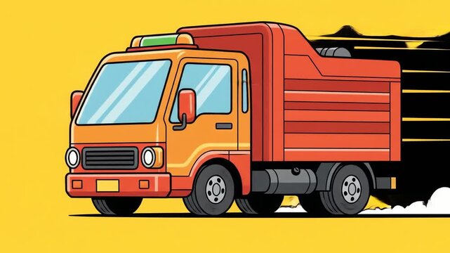 Illustration of a red garbage truck on International Day of Charity with a bright yellow background