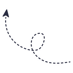 Dashed arrow vector, arrow and location direction sign, dashed arrow vector, dashed arrow scribble curve