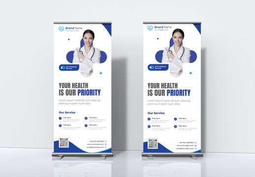 Professional Medical Clinic Health Care Rollup Banner Template