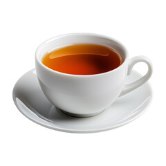  A close-up of a glass cup of black tea isolated on transparent background