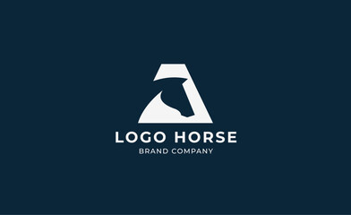 Logo horse with letter A in minimalist concept. Simplicity and modern logo template vector head horse ,bold and strong company brand.