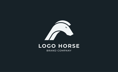 Logo horse with letter A in minimalist concept. Simplicity and modern logo template vector head horse ,bold and strong company brand.