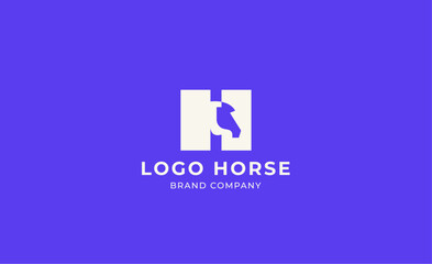 Logo horse with letter H in minimalist concept. Simplicity and modern logo template vector head horse ,bold and strong company brand.