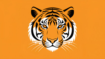 Tiger head vector illustration graphic design template for logo and background with orange color scheme