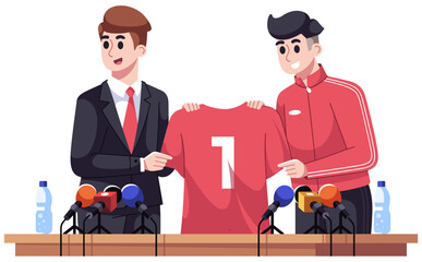 football player transfer illustration