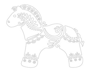 Coloring book art with dala horse