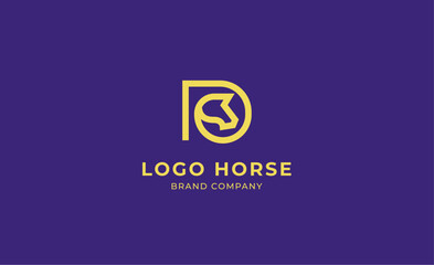 Logo horse with letter D in Bold Line concept. Minimalist, Simplicity and modern logo template vector head horse ,bold and strong company brand.