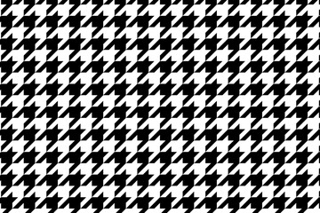 Black and white flat houndstooth pattern vector background. Hounds tooth plaid texture for fabric or textile print.