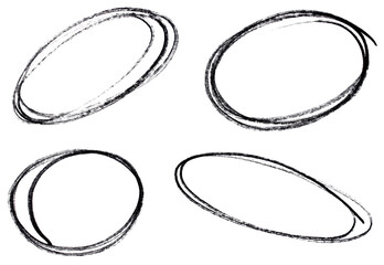 Set of black highlight circles on transparent background cut out design elements