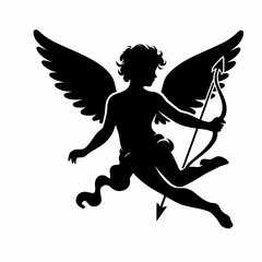 Fototapeta premium Flying Angelic cupid with bow and arrow