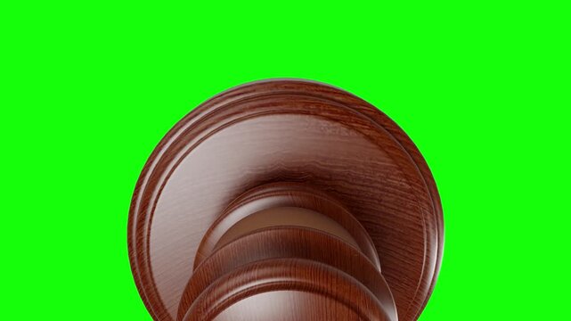 Judge wooden gavel on a green screen is perfect for video editors needing to key the object into animations