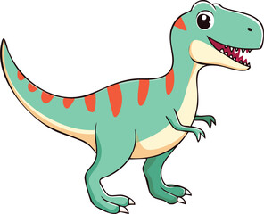 A cheerful, teal Tyrannosaurus Rex dinosaur cartoon illustration.