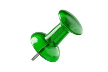 Green push pin isolated on transparent background