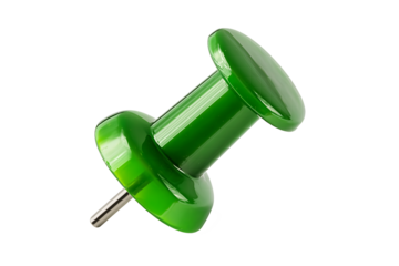 Green push pin isolated on transparent background
