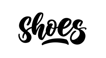 Naklejka premium Hand-drawn sketch vector illustration of the word 'shoes' in black on transparent background 