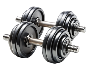pair of gym dumbbells isolated on white background PNG , AI GENERATED