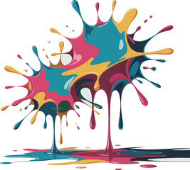 Vibrant Paint Splatter with Dripping Colors Abstract Art Illustration for Creative Design