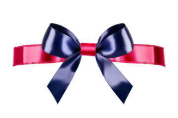Two-tone ribbon bow with satin finish and stitched edges PNG