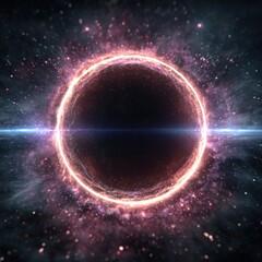 Fototapeta premium Abstract Cosmic Ring with Neon Glow and Shimmering Particles