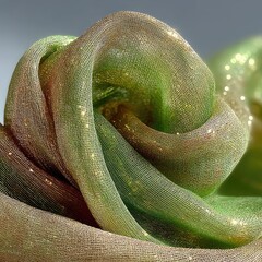 Abstract Green and Brown Satin Fabric Illusion