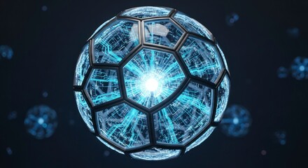 Futuristic Sphere with Illuminated Circuitry Display