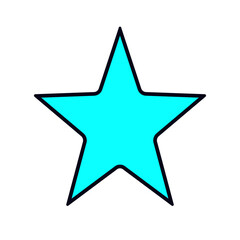 Simple bright cyan five pointed star shape on white background