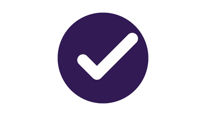 Purple oval with white check mark symbol