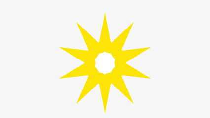 Bright yellow starburst with an oval opening in the center