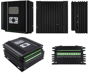 Hybrid MPPT charge controller for wind-solar systems, on a white background in isolation © A_A88
